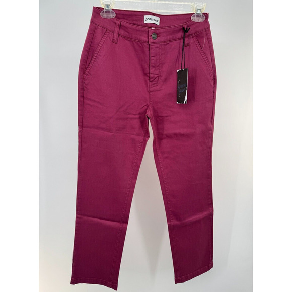 Studio Blue Womens High Rise Ankle Pants Straight Leg Size 27 Burgundy NWT - Picture 2 of 5